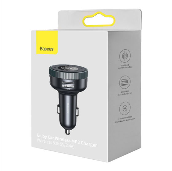 Автомобільний зарядний пристрій з FM-модулятором Baseus Enjoy Car MP3 Charger, колір чорний CCLH-01 Одеса