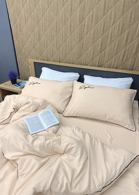 Комплект постільної білизни Сатин, Євро 200х230 Айворі (88-148) Київ - фото 6