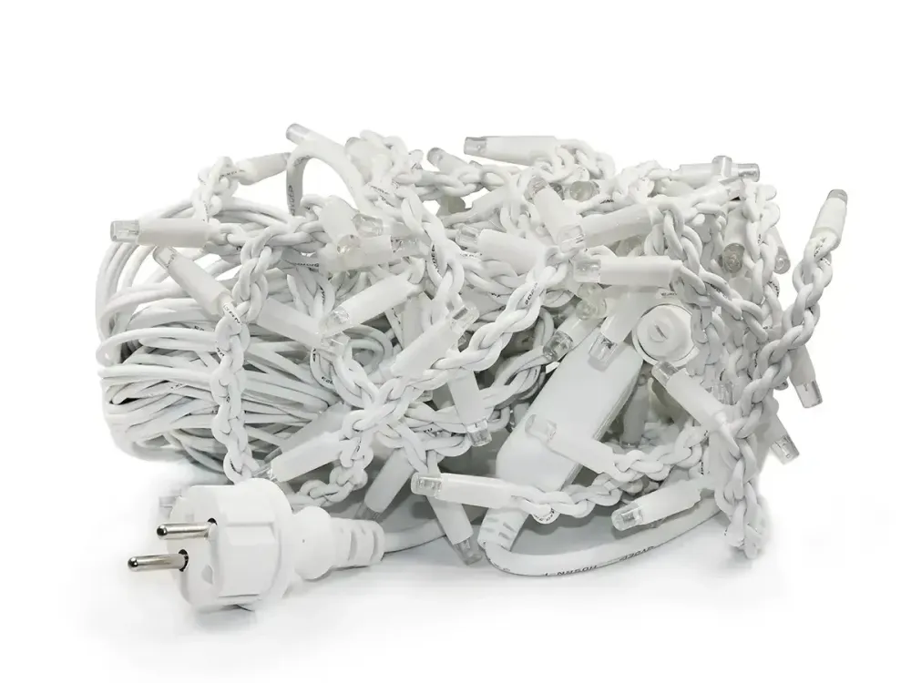 Гірлянда Дощ білий провід 3,3мм з вилкою прозора циліндрична вулична лампа 200LED (теплий білий) 200-SHORT-CURTAIN-WW-1N Одеса - фото 1