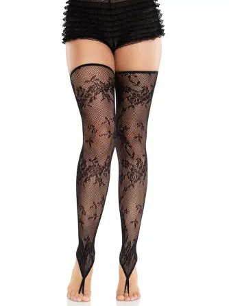 Панчохи Leg Avenue Floral Net Toe Loop Footless Thigh Highs One Size Львів