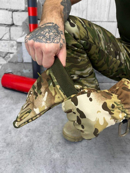 Чоловічі зимові водовідштовхувальні рукавички для ЗСУ з карабіном, утеплені, захисні. Одесса - изображение 3