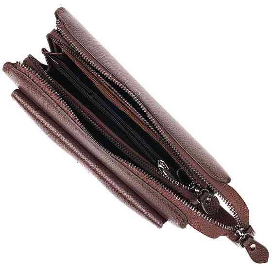 Красивий чоловічий клатч із натуральної зернистої шкіри CANPELLINI 21559 Коричневий Київ