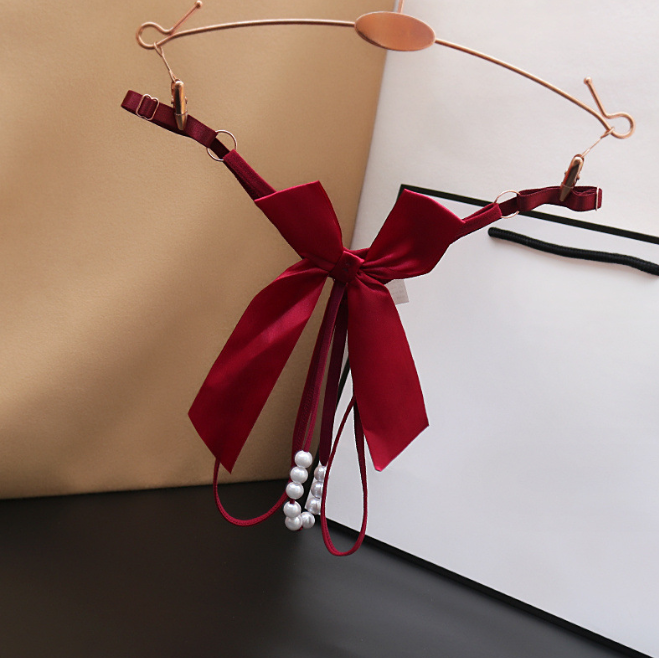 Трусы с бусинками эротические сексуальные женские one size бордовый Киев - изображение 2