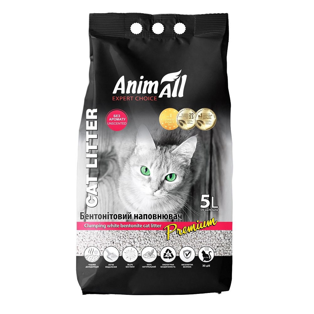 Бентонитовый наполнитель AnimAll Premium Classic без аромата, для кошек, 5 л Киев - изображение 1