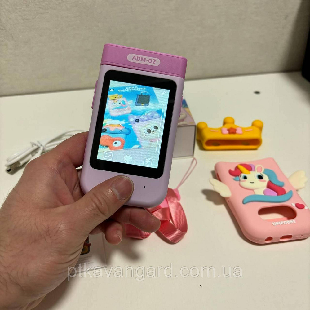 Фотоапарат іграшковий "Єдиноріг" у вигляді телефону (сенсорний екран, камера, type-c, українською) X 19 U рожевий Хмельницький - фото 2