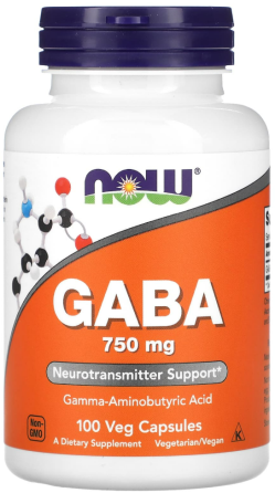 Гамма-аминомасляная кислота 750 мг Now Foods GABA 100 капс Киев