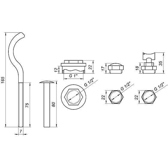Комплект футорок секционного радиатора CRISTAL NR-2015 1/2″с 3-кронштейнами (HT 416) (000007826) Киев