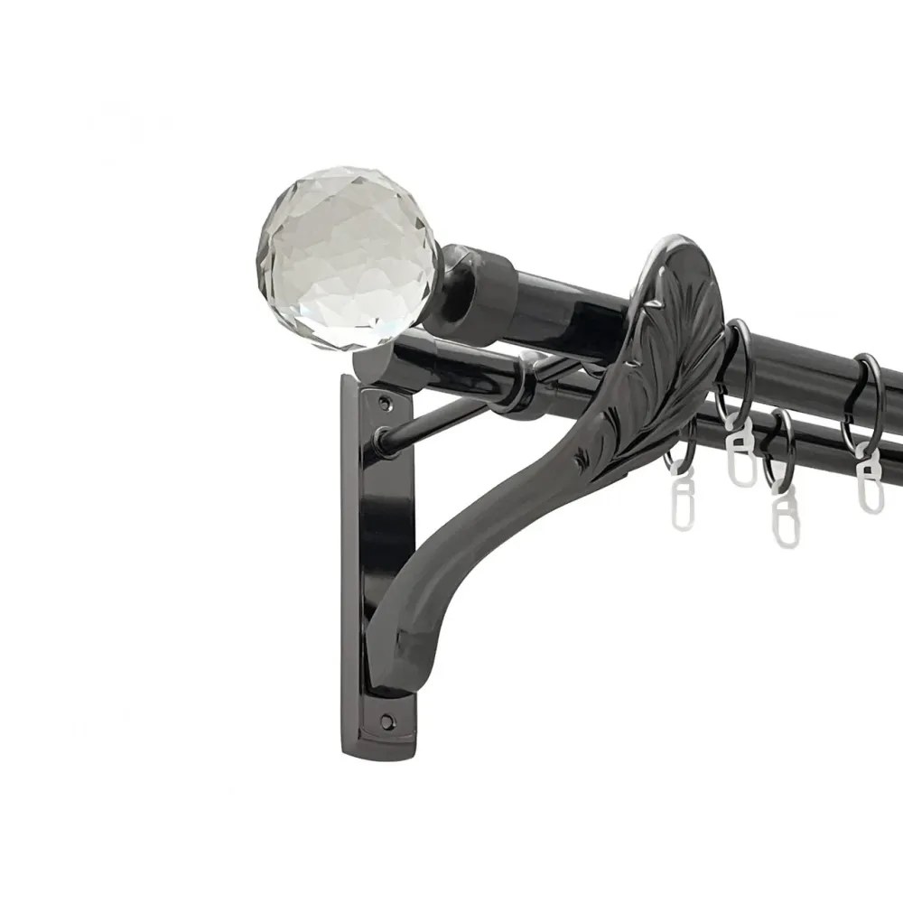 Карниз Orvit Люміера металевий дворядний ретро гладка труба кільце металеве Онікс 25\19 мм 200 см (00-00021508) Львів - фото 1