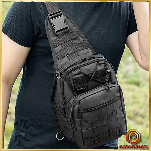 Тактична чоловіча сумка рюкзак слінг через плече чорна армійська міцна міська чорного кольору Київ - фото 1
