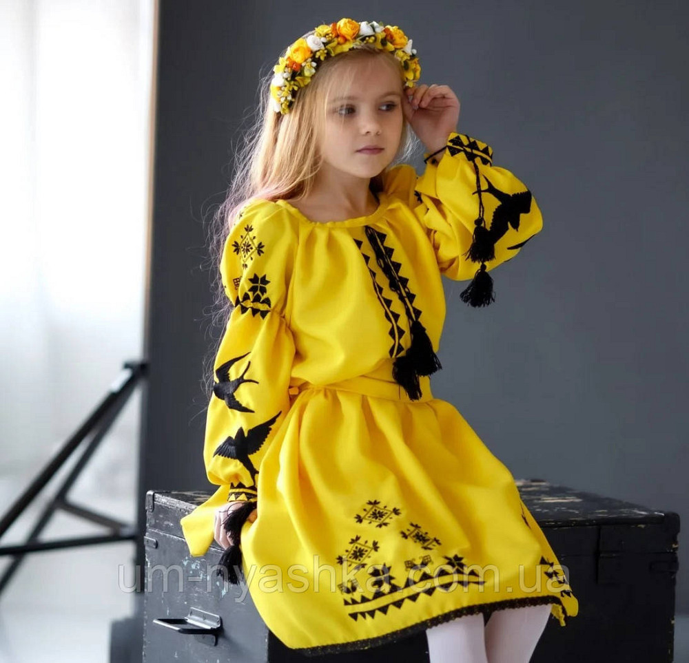 Сукня вишиванка жовта з ластівками 104-158 Кривий Ріг - фото 2