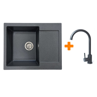 Мойка кухонная Adamant Minimal графіт + змішувач (1824296912313) Вінниця - фото 1