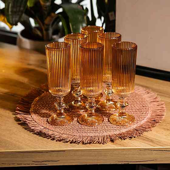 Набір келихів для шампанського 6 штук 160 мл на ніжці Коричневий Yiwu HP-19-200 Київ