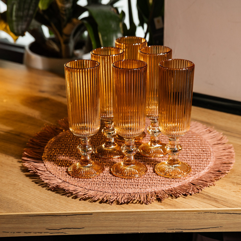 Набір келихів для шампанського 6 штук 160 мл на ніжці Коричневий Yiwu HP-19-200 Київ - фото 3