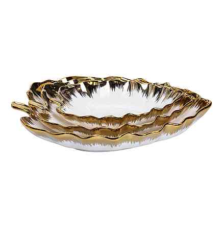 Yiwu Набір порцелянових страв для сервірування столу 3 (шт) у формі листа Золотистий HP-26-10 Киев