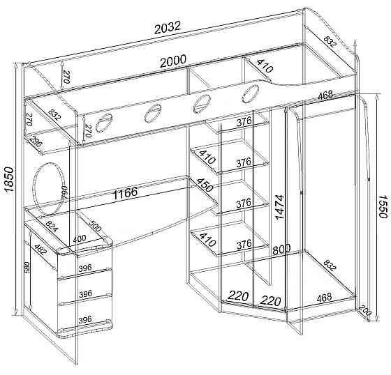Детская Everest, Антрацит, 2032/1032/1850, 800х2000 Львов
