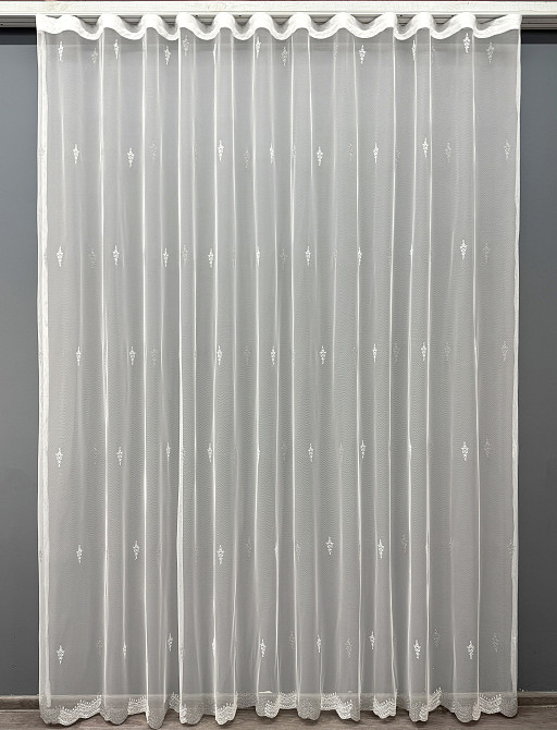 Тюль "Грек-сітка" з вишивкою колір молочний з сірим 1471т Київ - фото 8