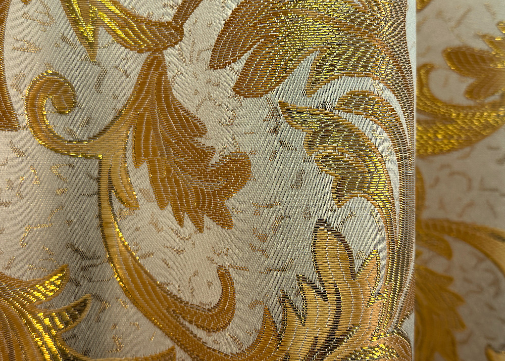Комплект готовых штор VR-Textil Жаккард Завиток с люрексом № 1645ш Молочный с золотистым 145х170 см 2 шт (35-0266) Киев - изображение 7
