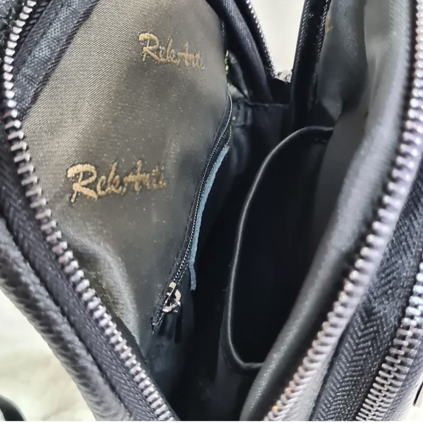 Брендовая мужская нагрудная сумка рюкзак слинг из натуральной кожи молодежная кожаная черная сумочка на плечо Киев - изображение 9