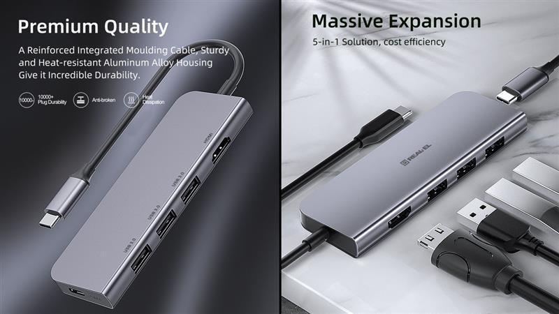 Концентратор REAL-EL CQ-700 Space Grey USB hub Харків - фото 9