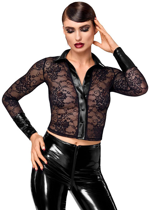 Блуза Noir Handmade F377 Noirelle Lace Button-up Shirt XL Sex Aura Киев - изображение 3