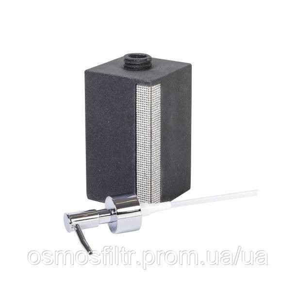 Дозатор для мила Axentia Ліндос  чорний з декором полігума 400 мл Н 10.8 см 7.3х7.3 см (134473) Київ - фото 4