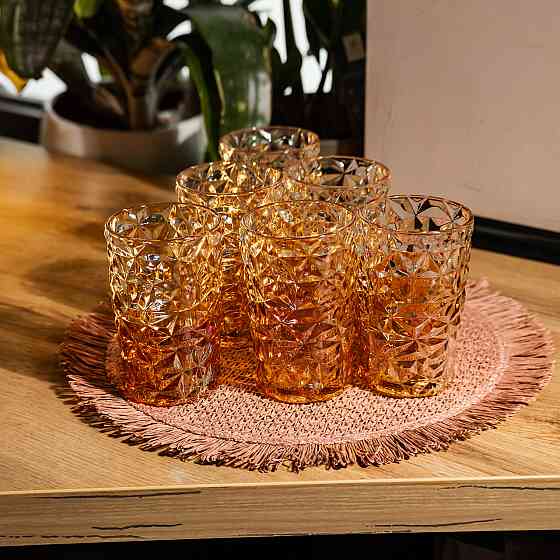 Набір скляних стаканів 6 штук 350 мл Золотистий Yiwu HP-19-191 Київ