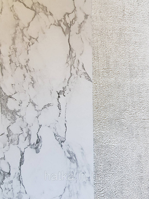 Обои виниловые Grandeco One roll one motif 1.59x2.8 панно мурал 3д под камень мрамор черный на белом Киев - изображение 2