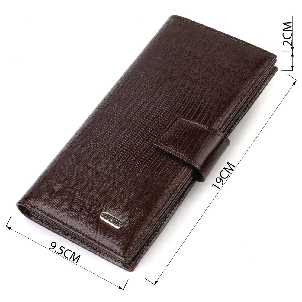 Интересное вертикальное мужское портмоне из натуральной фактурной кожи с тиснением CANPELLINI 21718 Коричневое Киев - изображение 8