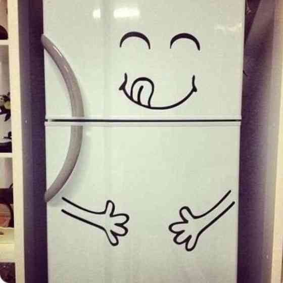 Наклейка на холодильник Смайлик 20 на 28 см чорний Київ