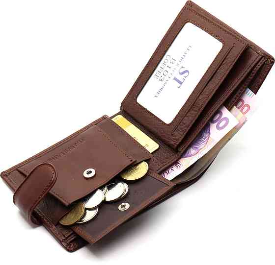 Чоловіче шкіряне портмоне ST Leather, коричневе Київ