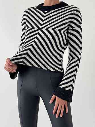 Жіночий оверсайз светр з геометричним принтом машинна вʼязка Одеса