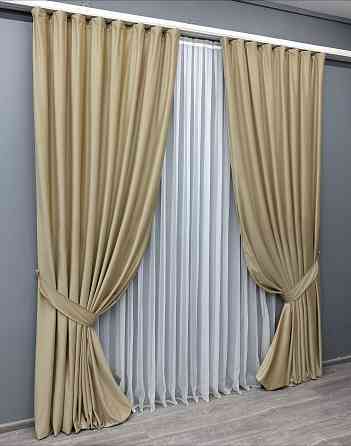 Комплект готовых штор VR-Textil Бархат № 1653ш Бежевый 150х290 см 2 шт (33-0494) Киев