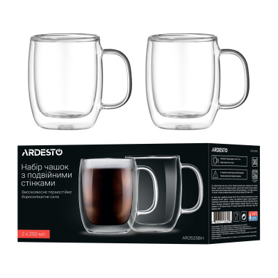 Набор чашек Ardesto BH 250 мл 2 шт прозорий (AR2625BH) Винница - изображение 5