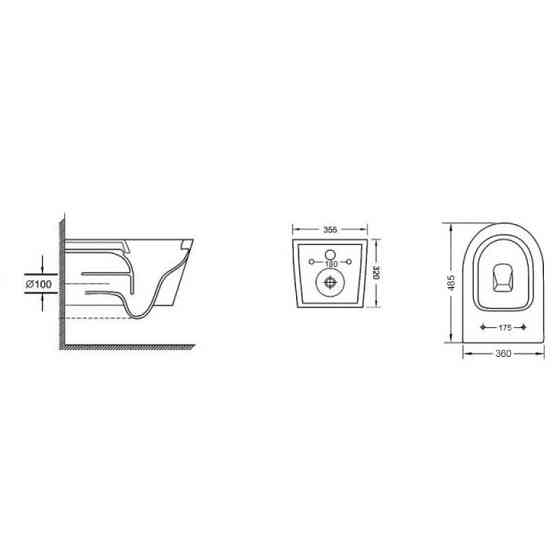 Унитаз подвесной Mixxus BEVEL-0303-T3 485x360x365mm, система смыва TORNADO 3.0 (MI6703) Киев