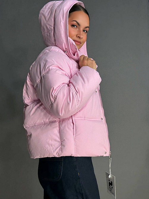 Куртка женская Haiziyuan 8589 средняя длина с капюшоном розовая, розовый, M Одесса - изображение 9