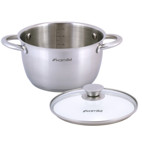 Каструля нержавіюча сталь 2л з кришкою порожнисті ручки 4901 KAMILLE Житомир - изображение 4