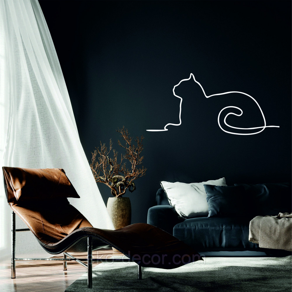 Декоративное настенное 3D Панно «Кот» Декор на стену с объемом 90*41 см, Белый Киев - изображение 1