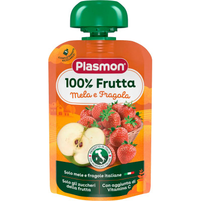 Детское пюре Plasmon Яблоко, клубника 100 г (1136126) Винница - изображение 1