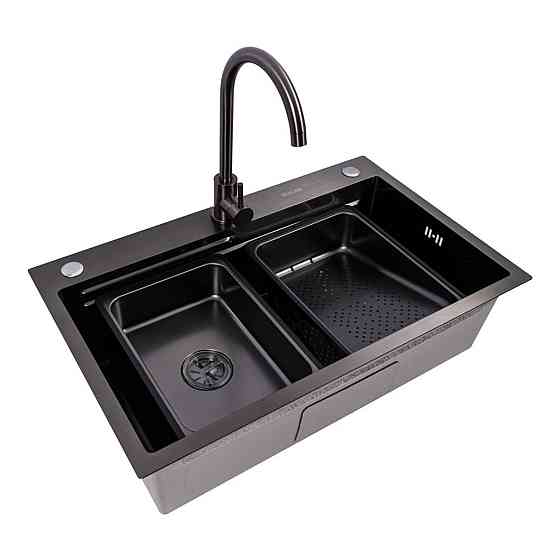 CM 75*46B Кухонна мийка PVD чорна (Work station) Valeso Handmade Коломыя