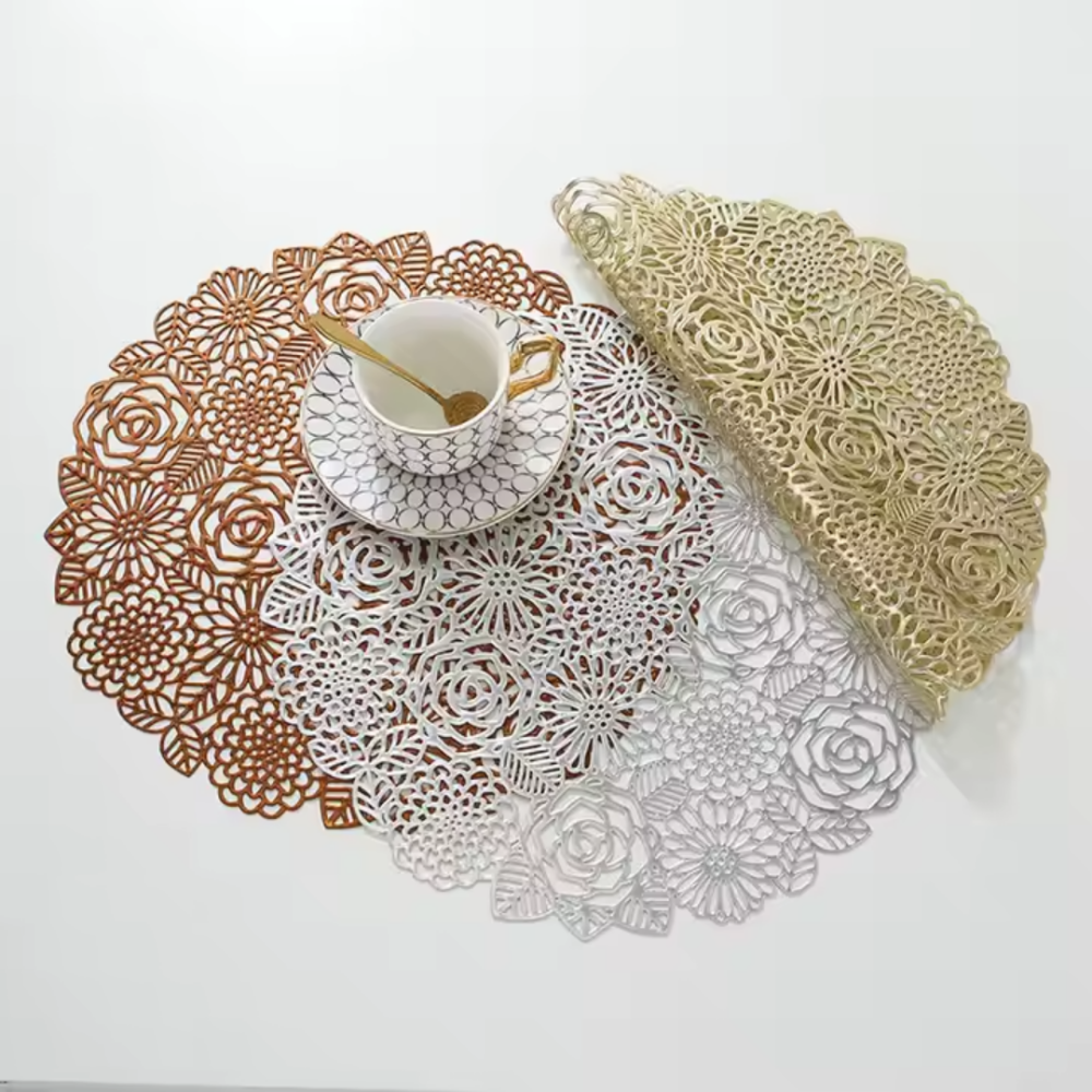 Сервировочная салфетка круглая под горячее, коврик сервировочный серебристый набор 2 шт Каменец-Подольский - изображение 4