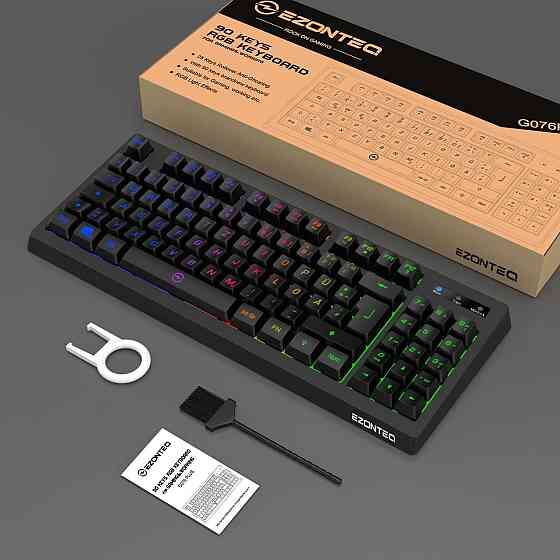 Игровая клавиатура KLAS REMO G076, 90 клавиш, RGB-подсветка, Anti-Ghosting 25 клавиш, QWERTZ, USB, черная Киев