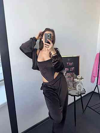 Женский стильный привлекательный велюровый костюм Шоколад, 44/46 Одесса