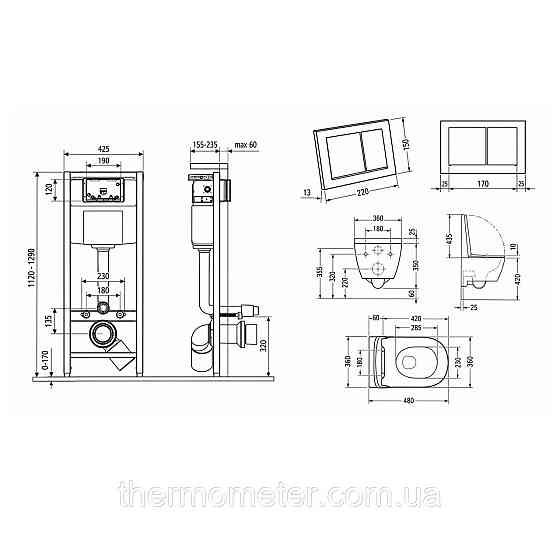 Готовое решение Qtap для ванной комнаты: подвесной унитаз Swan Ultra Quiet 485x360x320 + комплект инсталляции Nest 4 в 1 Киев
