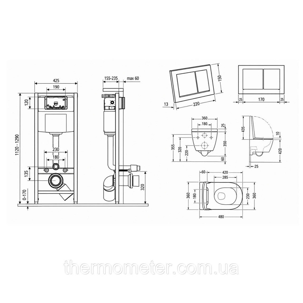 Готовое решение Qtap для ванной комнаты: подвесной унитаз Swan Ultra Quiet 485x360x320 + комплект инсталляции Nest 4 в 1 Киев - изображение 4