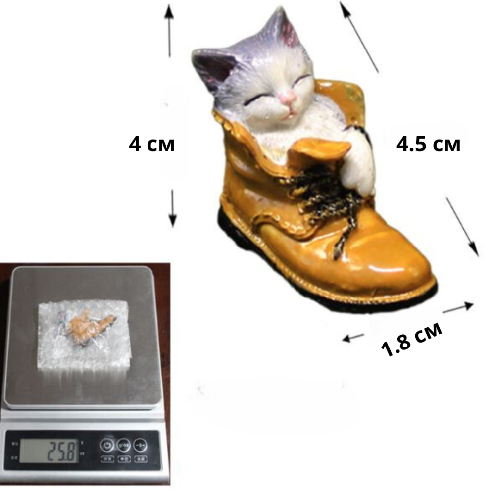 Декоративная фигурка Котенок в ботинке для мини-сада, микроландшафта, декора интерьера, флорариума. Полистоун Одесса - изображение 2