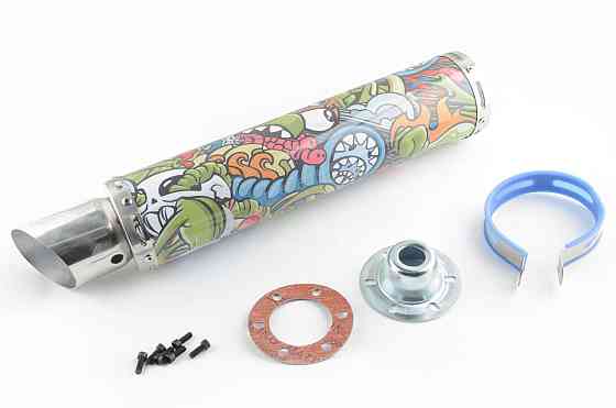 Глушитель (тюнинг) 420*10 см, креп. Ø78mm (нержавейка, граффити, прямоток, mod:2) Мукачево