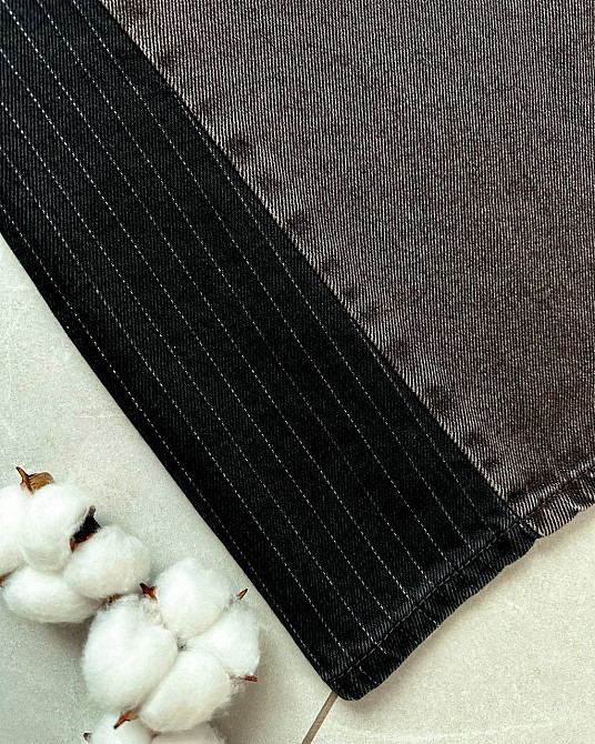 Женские стильные комбинированные джинсы super wide leg 40 Одесса - изображение 7