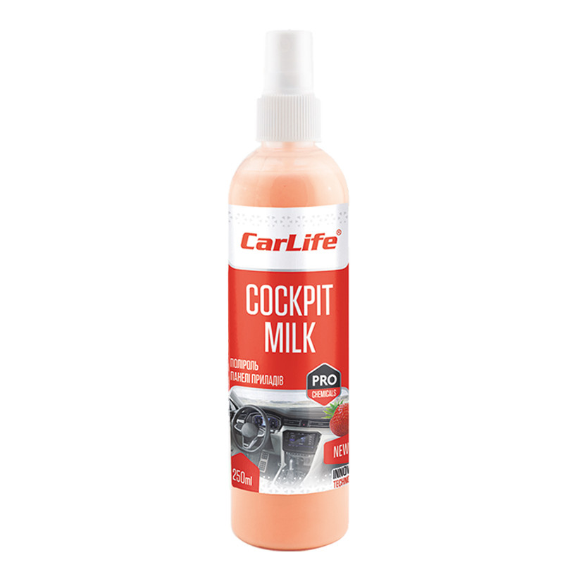 Полироль-молочко для панели приборов Carlife Cockpit Milk Клубника, 250мл Львов - изображение 1