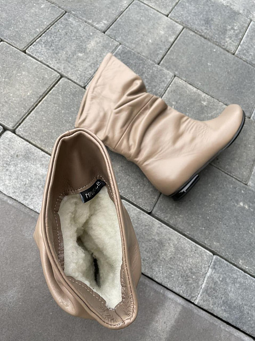 Nivelle Напівчоботи жіночі NIVELLE бежеві натуральна шкіра з хутром висота 24см обхват 34-36см Коломия - фото 10