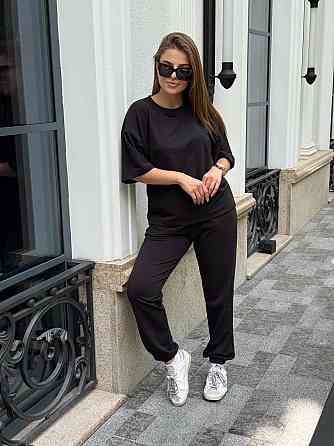 Спортивный костюм женский футболка и штаны джогеры Черный XL-XXL Харьков